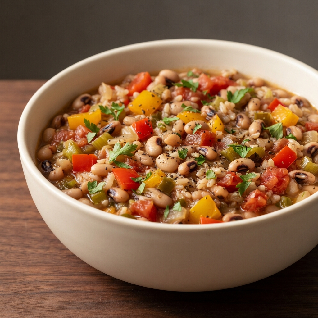 Plant-Based Hoppin' John with Black-Eyed Peas and Brown Rice