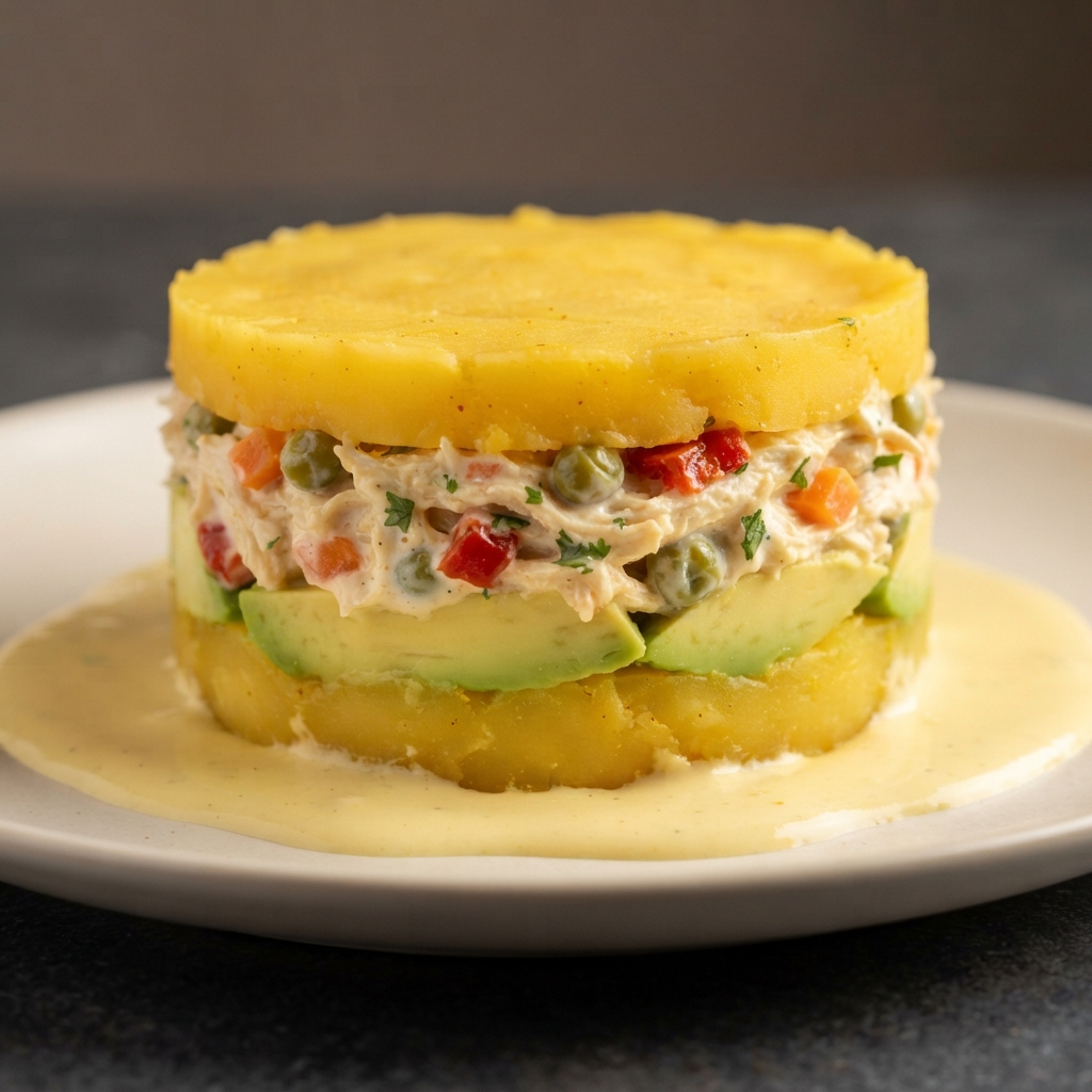 Peruvian Chicken and Potato Layered Salad (Causa Rellena)