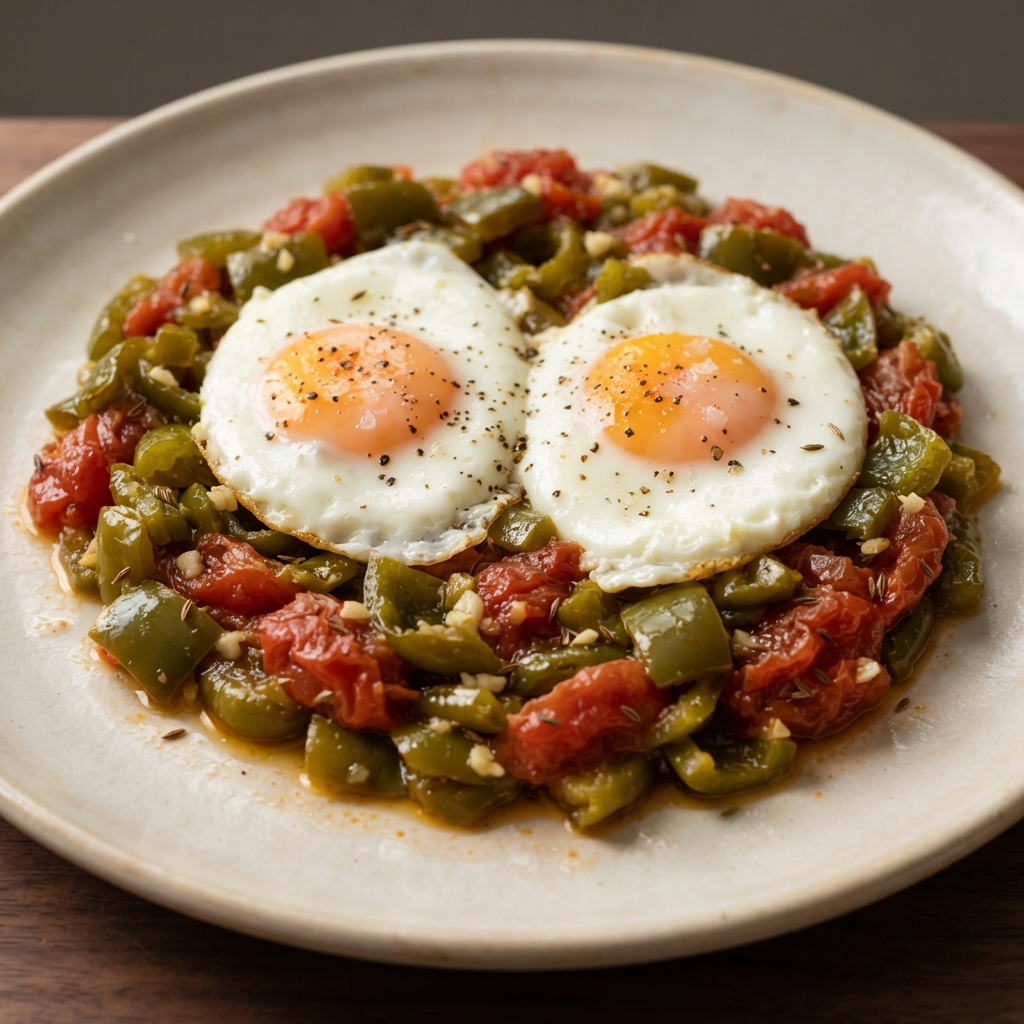 Tastira: Tunisian Peppers with Tomatoes and Eggs