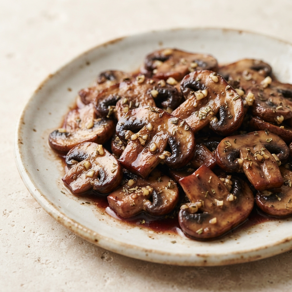 Red Wine Garlic Mushrooms with Basil