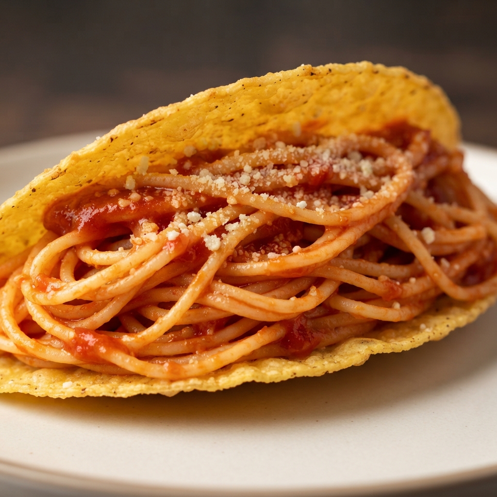 Taco-Shell Spaghetti Bites