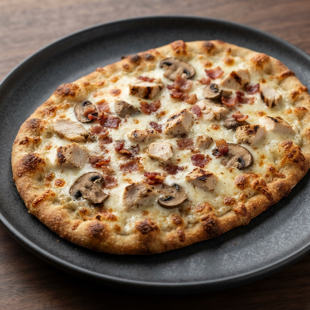 Chicken Alfredo Flatbread Pizzas on the Grill