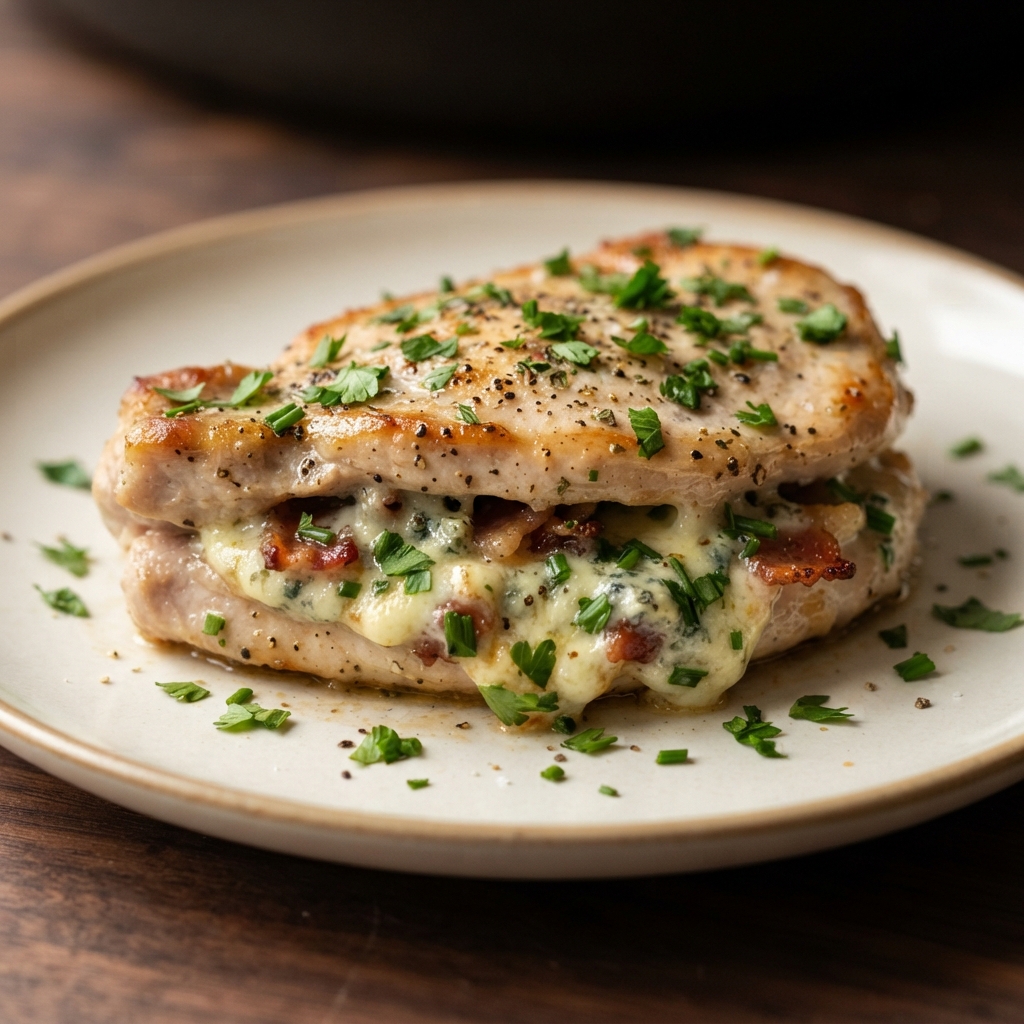 Blue Cheese, Bacon and Chive Stuffed Pork Chops