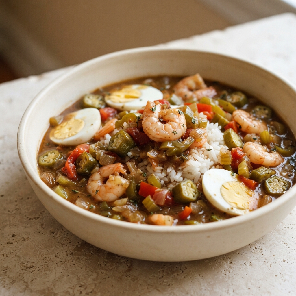 Bayou Shrimp and Egg Gumbo