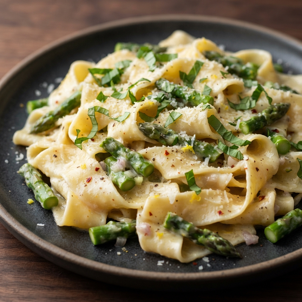 Lemony Asparagus Pappardelle
