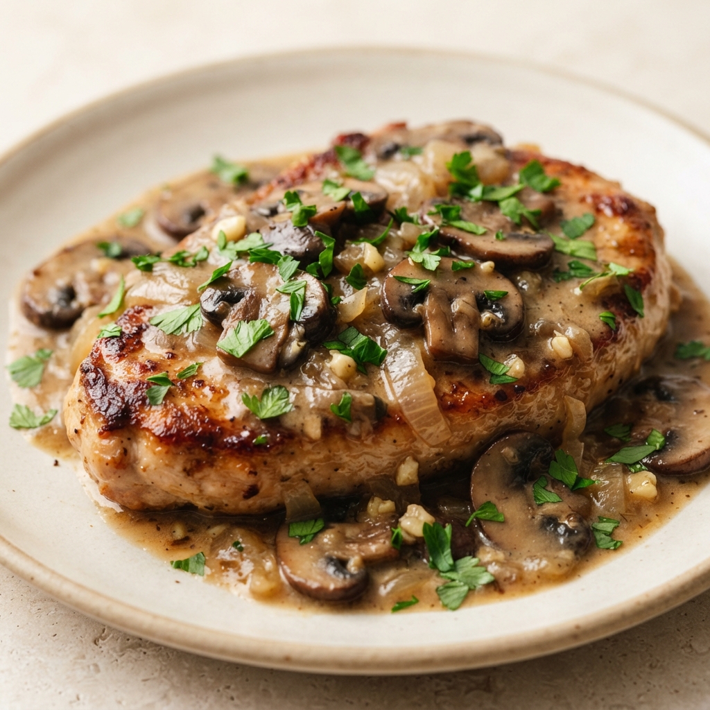 Turkey Chops with Mushroom Gravy