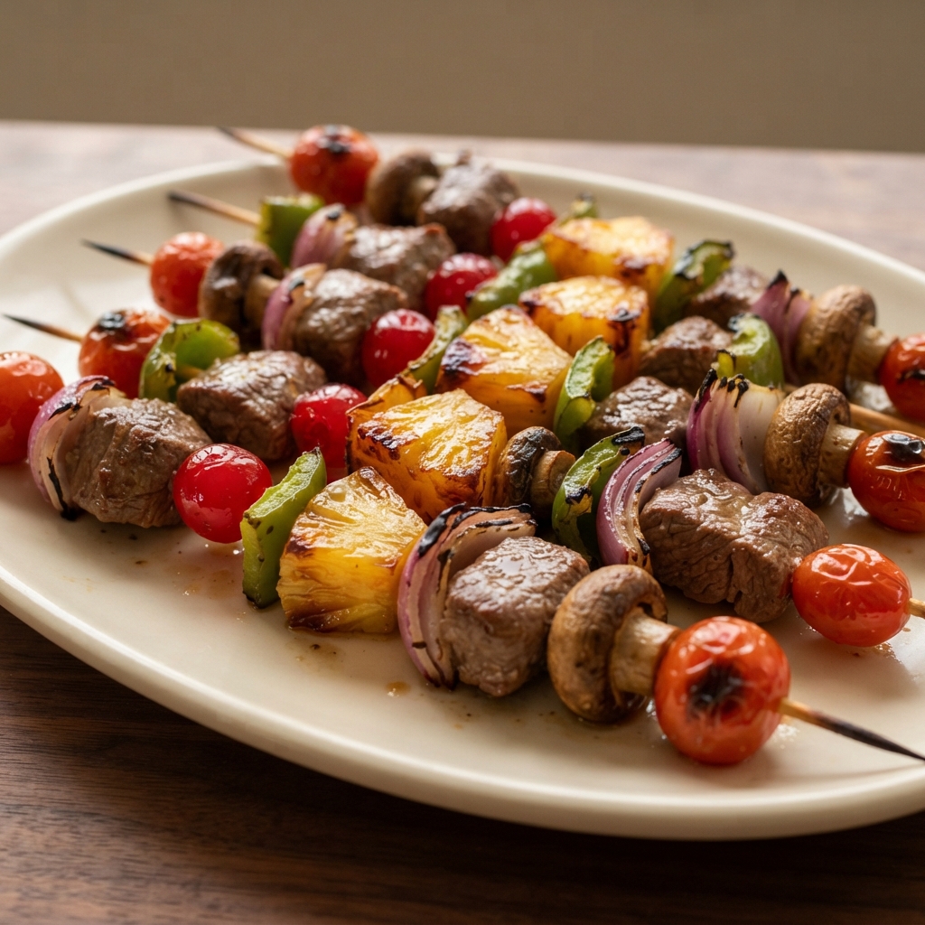 Sunny Lamb Skewers with Pineapple and Veggies