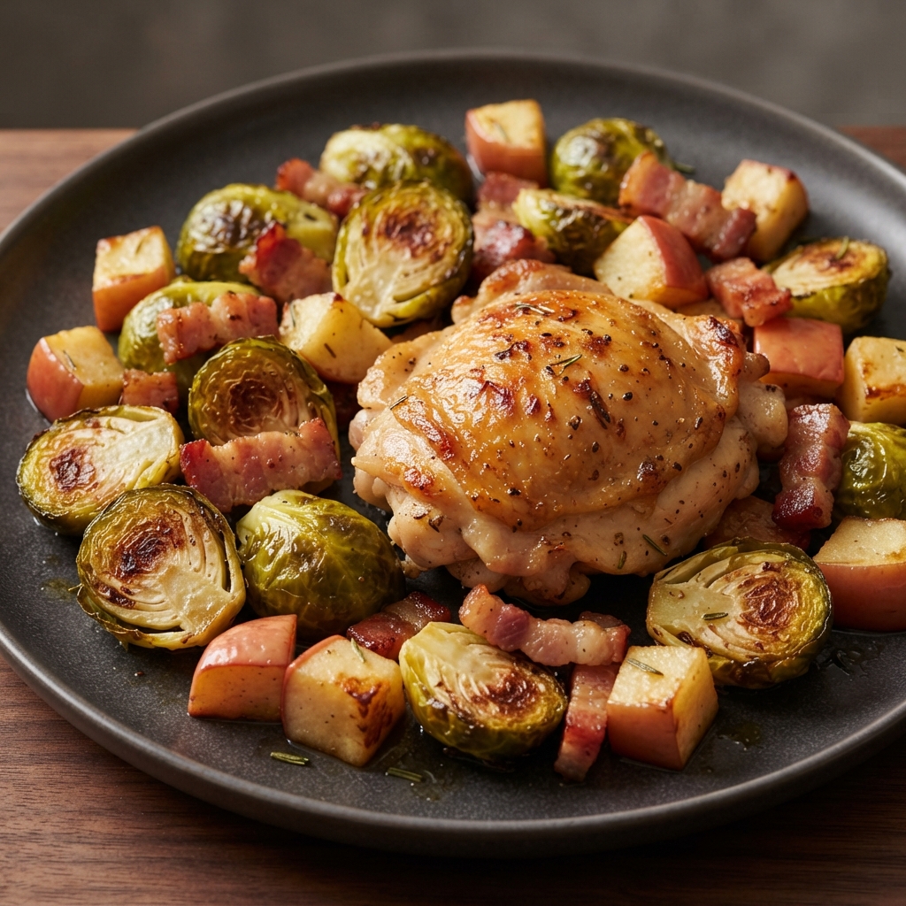 Sheet-Pan Chicken with Apples and Brussels Sprouts