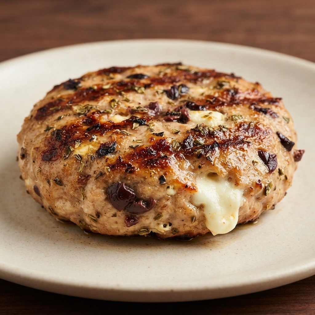 Feta-Stuffed Chicken Burgers with Oregano