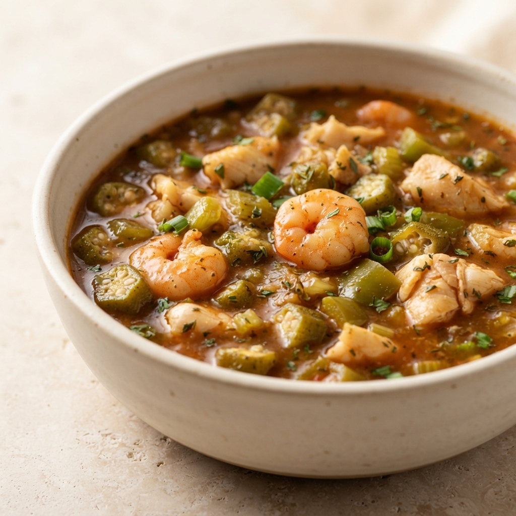 Classic Seafood Gumbo with Okra and Roux