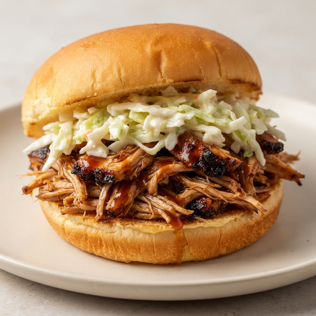 Carolina-Style Pulled Chicken Sliders with Slaw