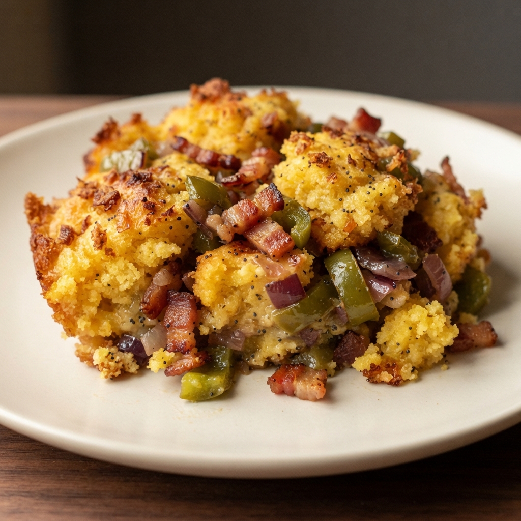 Cornbread Bacon Stuffing with Bell Peppers