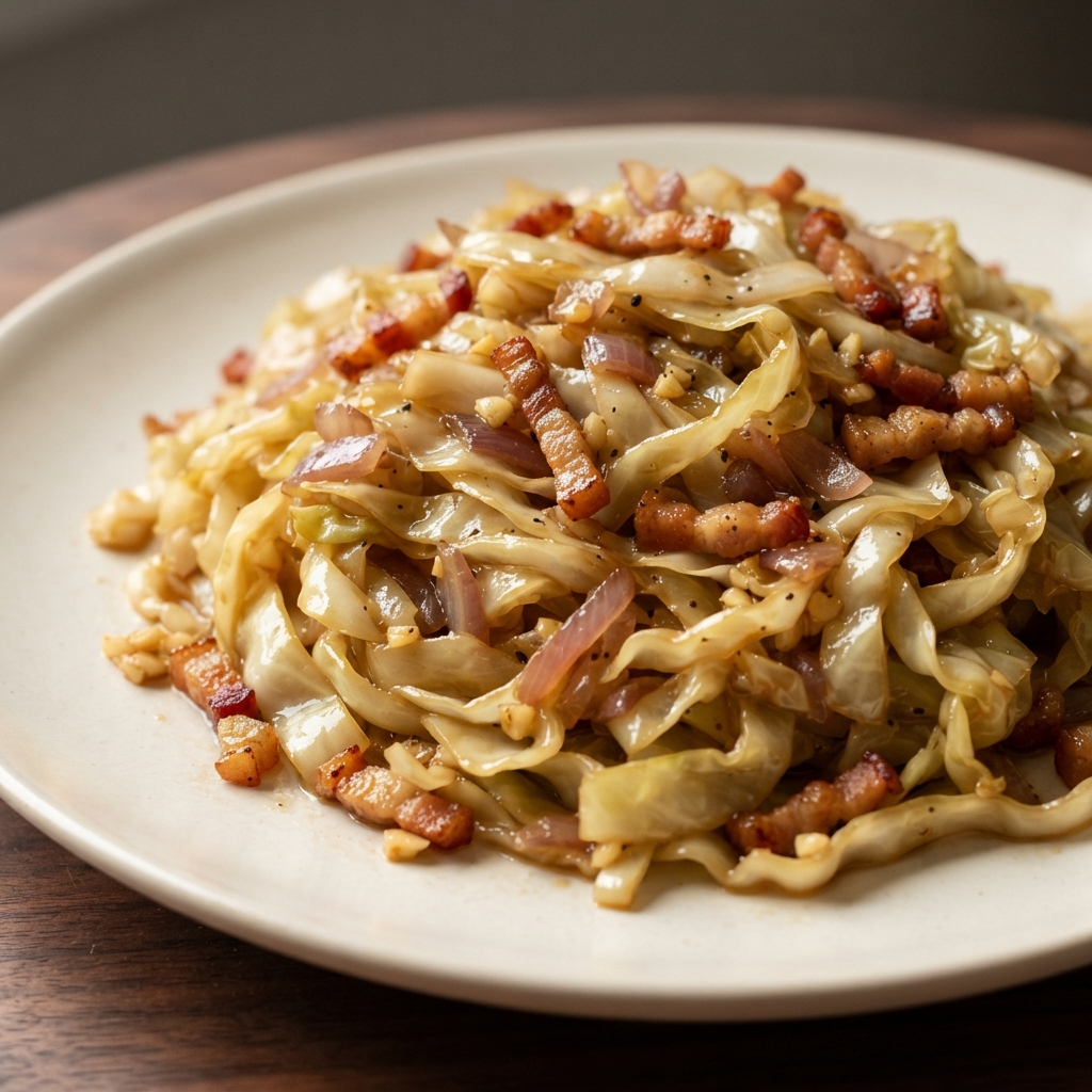Cabbage Stir-Fry with Crispy Pancetta