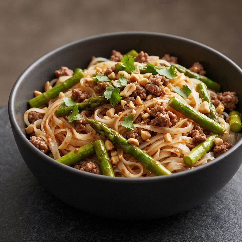 Asparagus and Beef Rice Noodle Stir-Fry