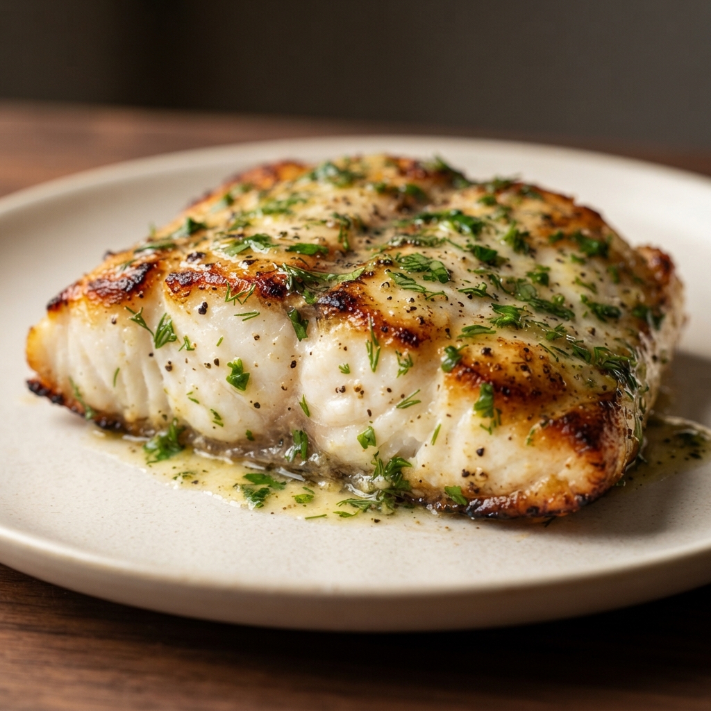 Lemon-Herb Butter Grilled Halibut Steaks