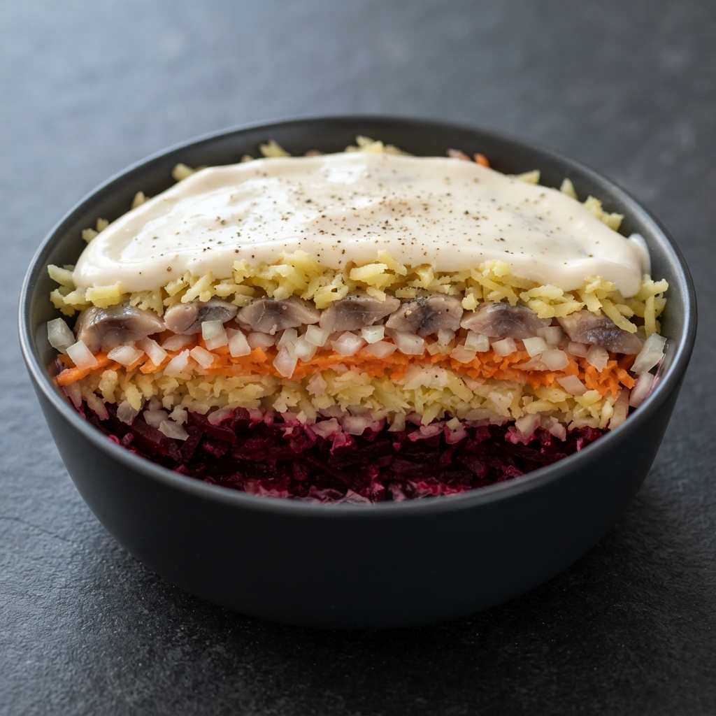Herring and Beet Layered Russian Salad