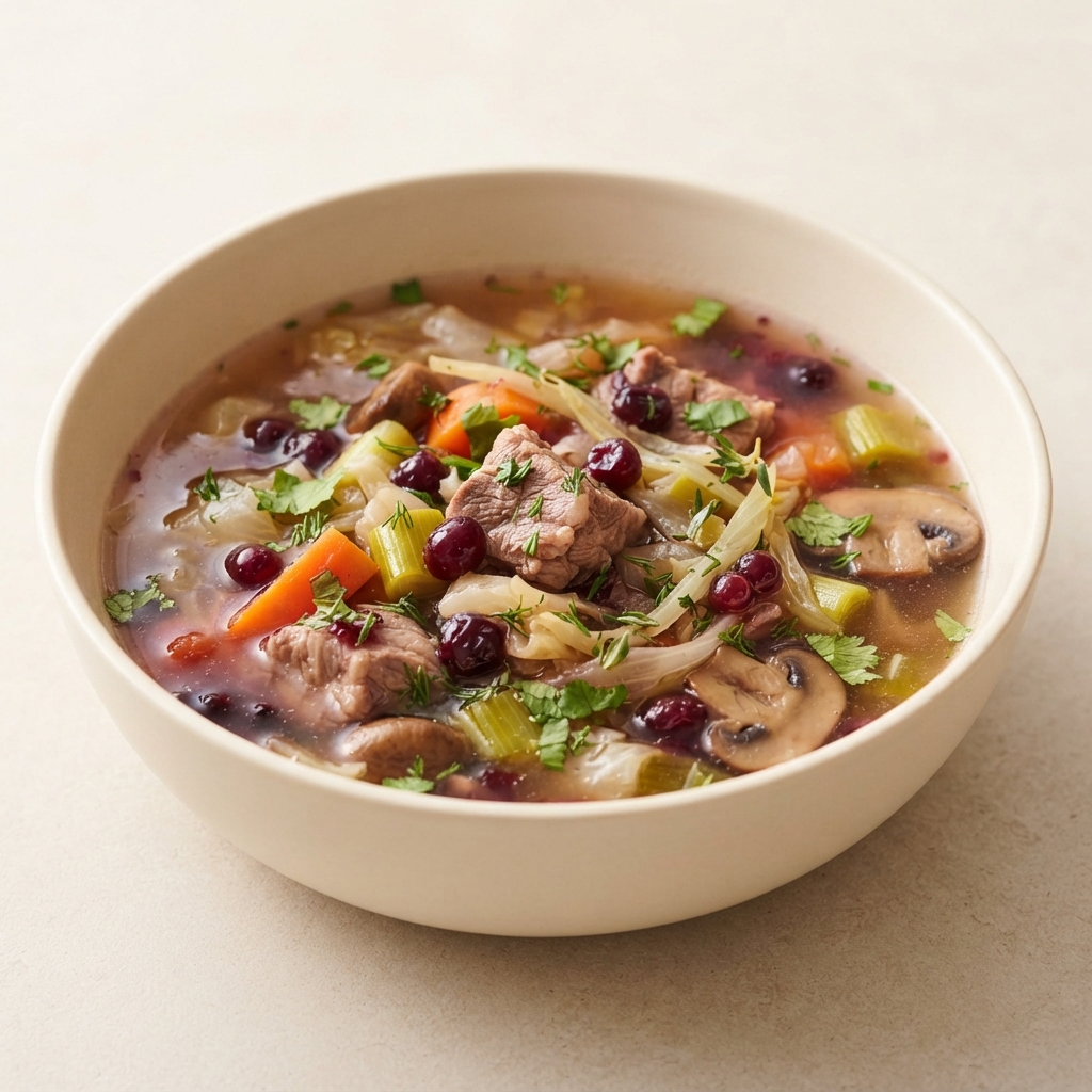 Nordic Pork Shoulder Stew with Berries and Herbs