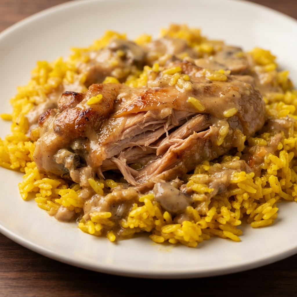 Crockpot Turkey Wings with Saffron Yellow Rice