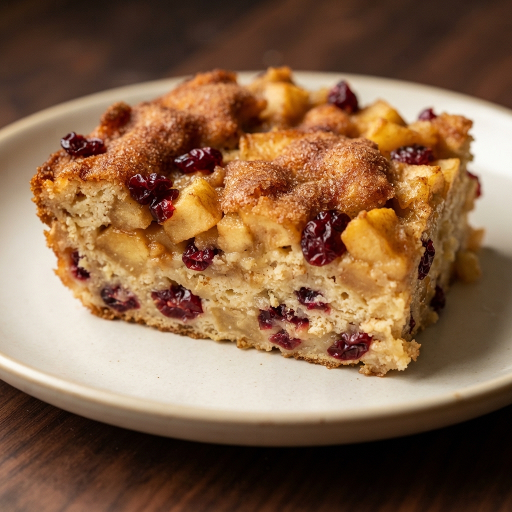 Apple Matzo Kugel with Cranberries