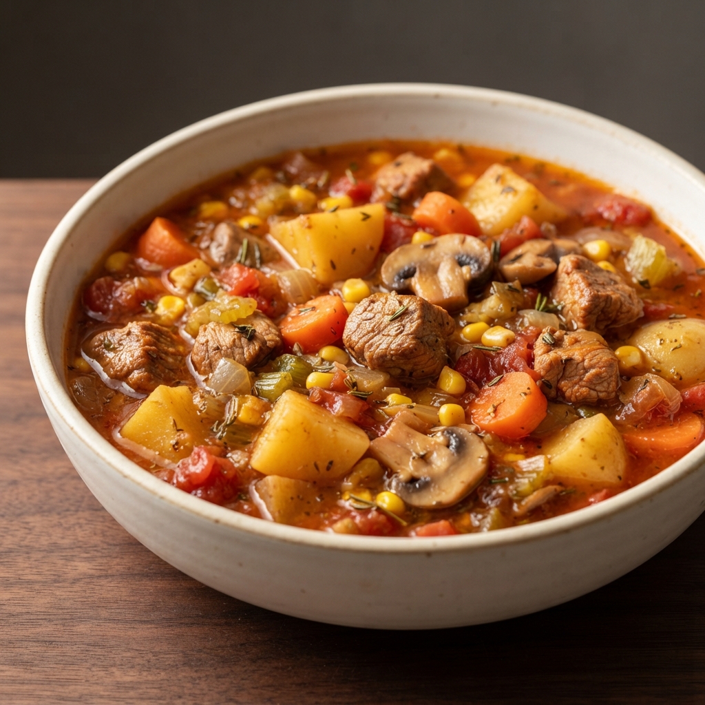 Hearty Pork Stew in a Dutch Oven