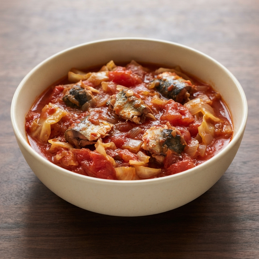 West African Cabbage and Tomato Stew with Mackerel