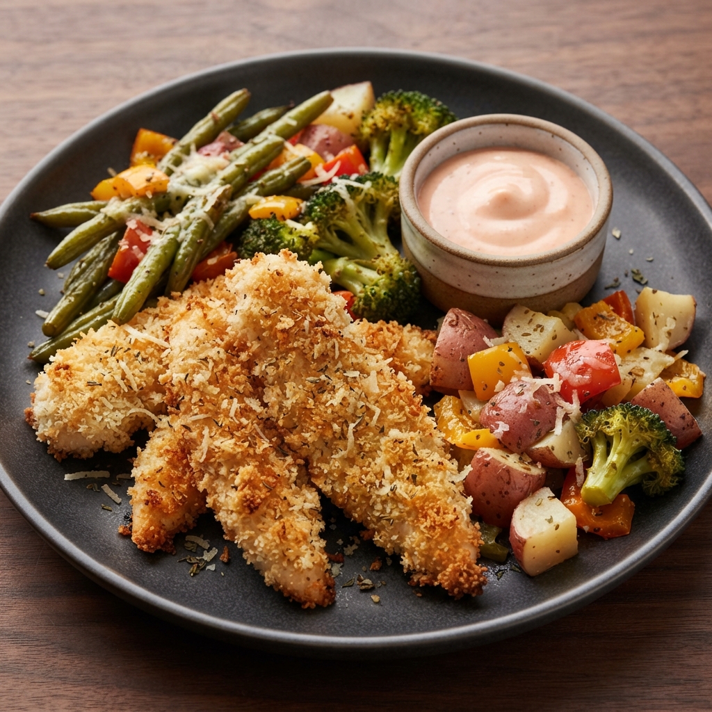 One-Pan Parmesan Chicken with Roasted Veggies
