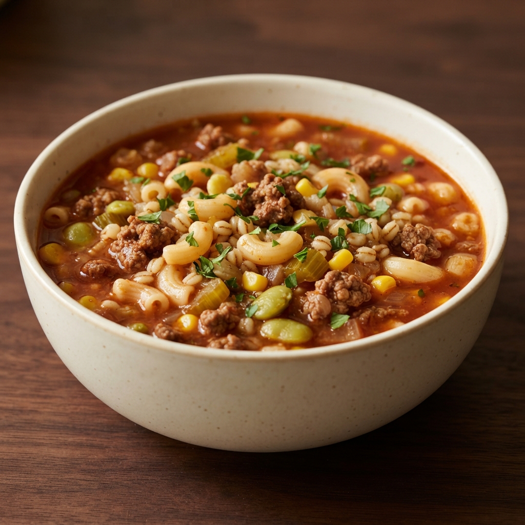 Slow Cooker Hamburger Soup with Macaroni