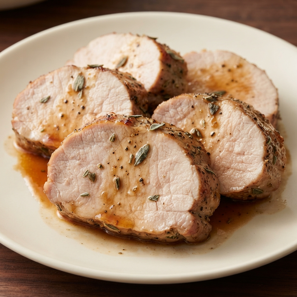 Garlic-Sage Roasted Pork Loin with Sweet Soy Glaze