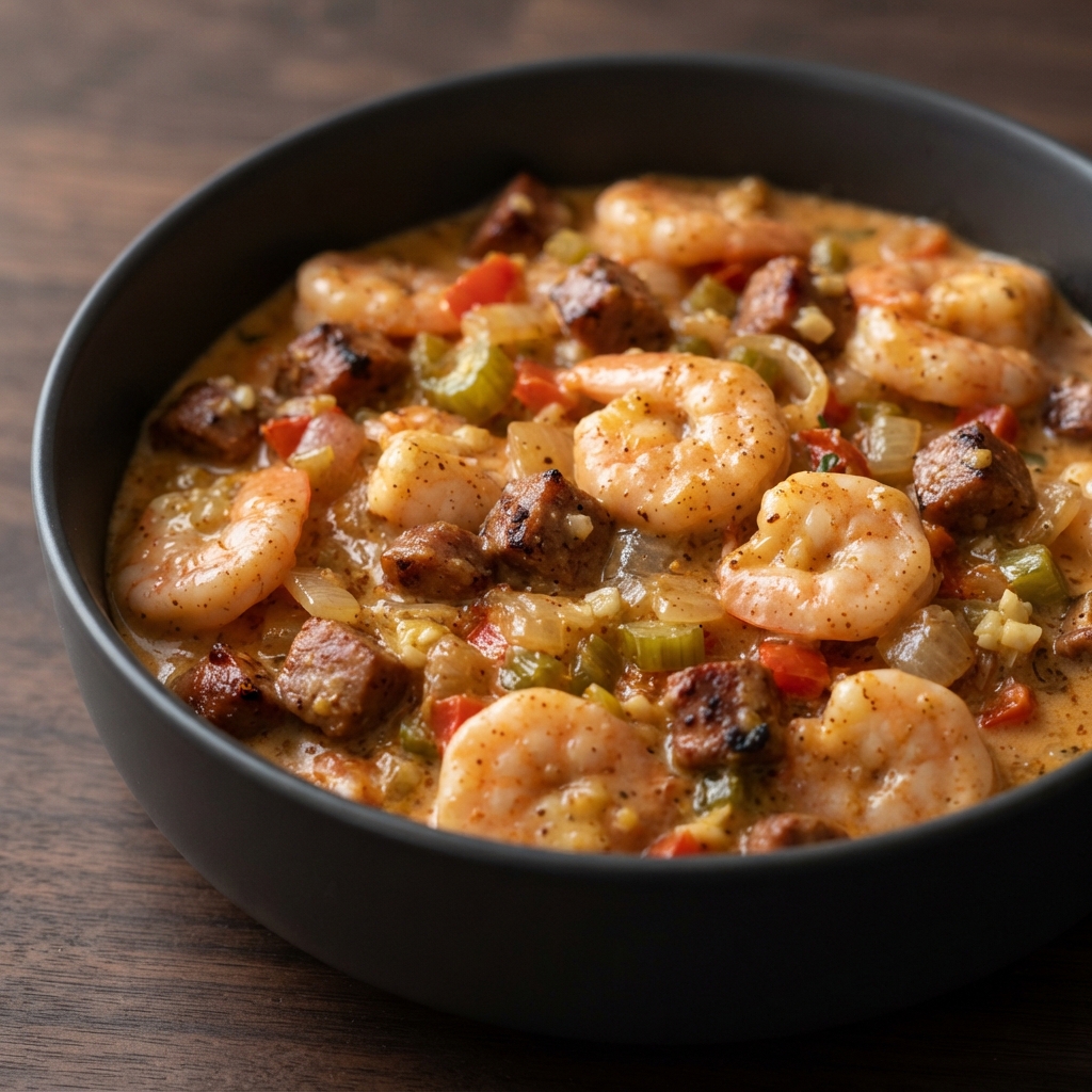 Creamy Cajun Shrimp Alfredo with Andouille