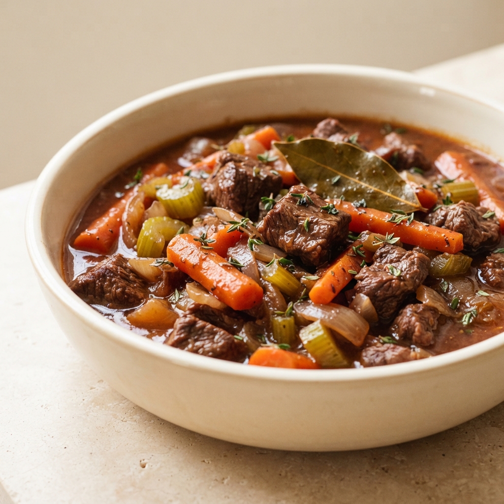 Beef Bourguignon Made with Merlot