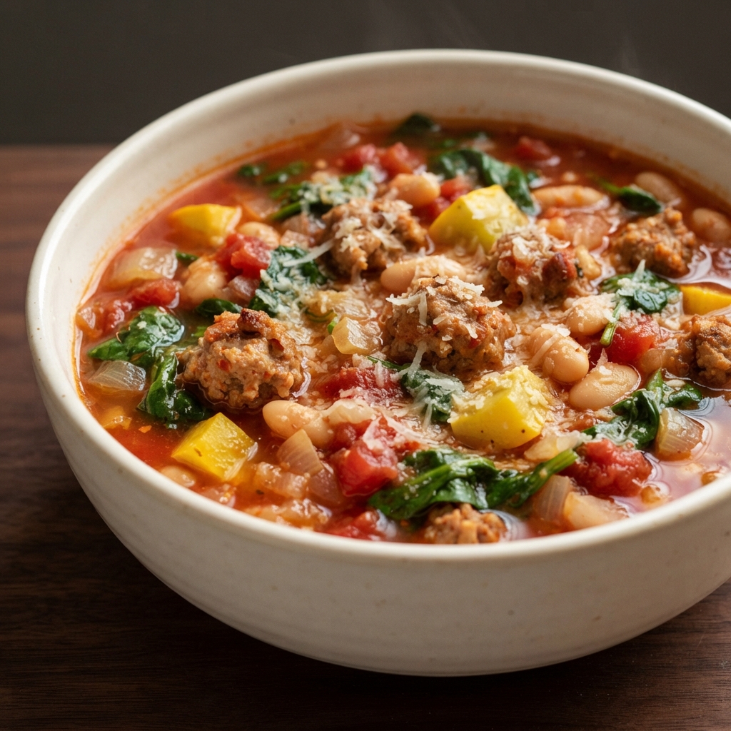 Tuscan Bean and Chicken Italian Sausage Soup