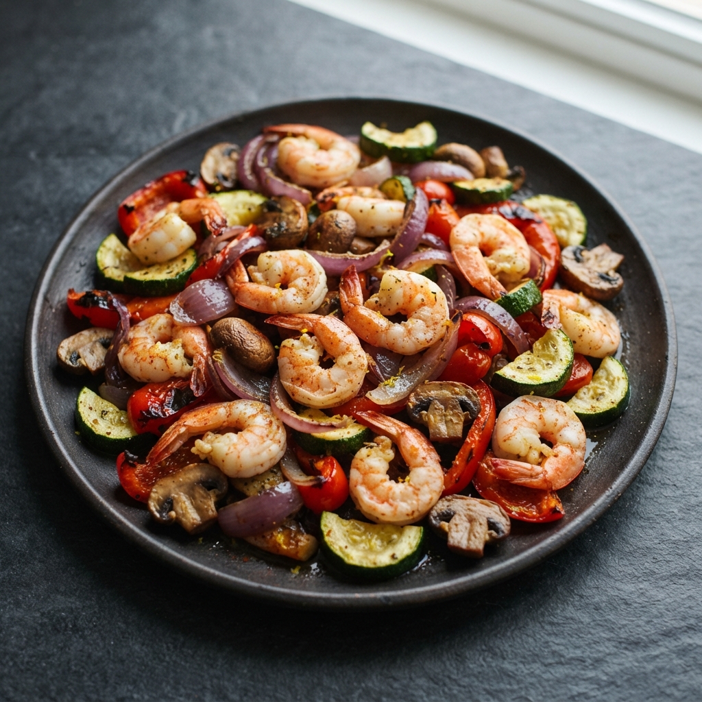 One-Pan Shrimp with Roasted Vegetables