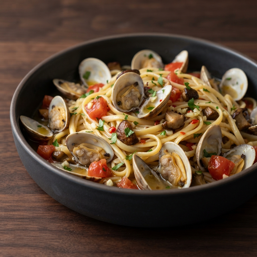 Linguine with Clams and Porcini