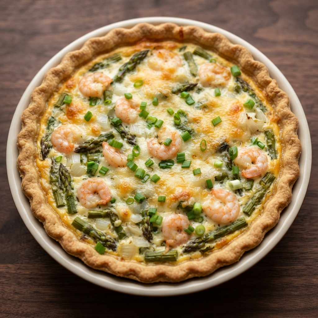 Shrimp and Asparagus Deep-Dish Quiche