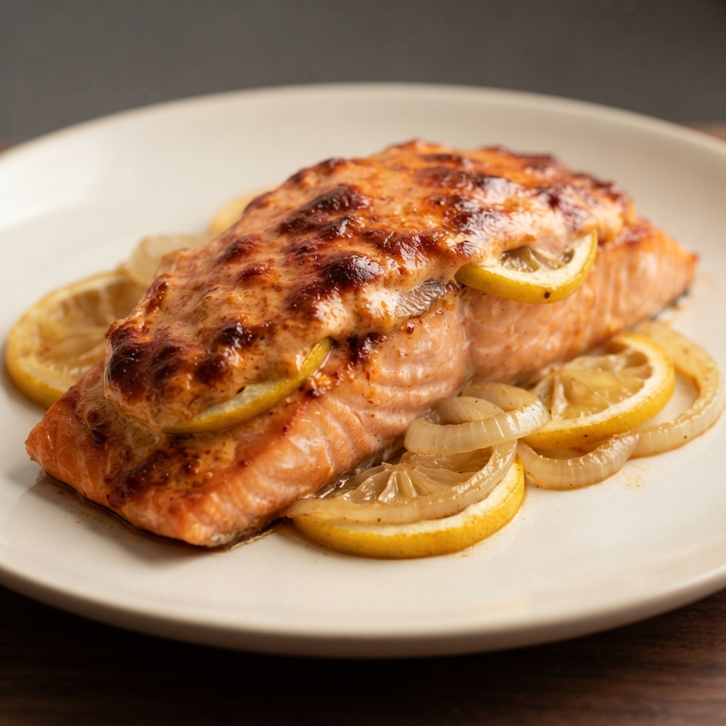Oven-Roasted Salmon with Harissa Cream