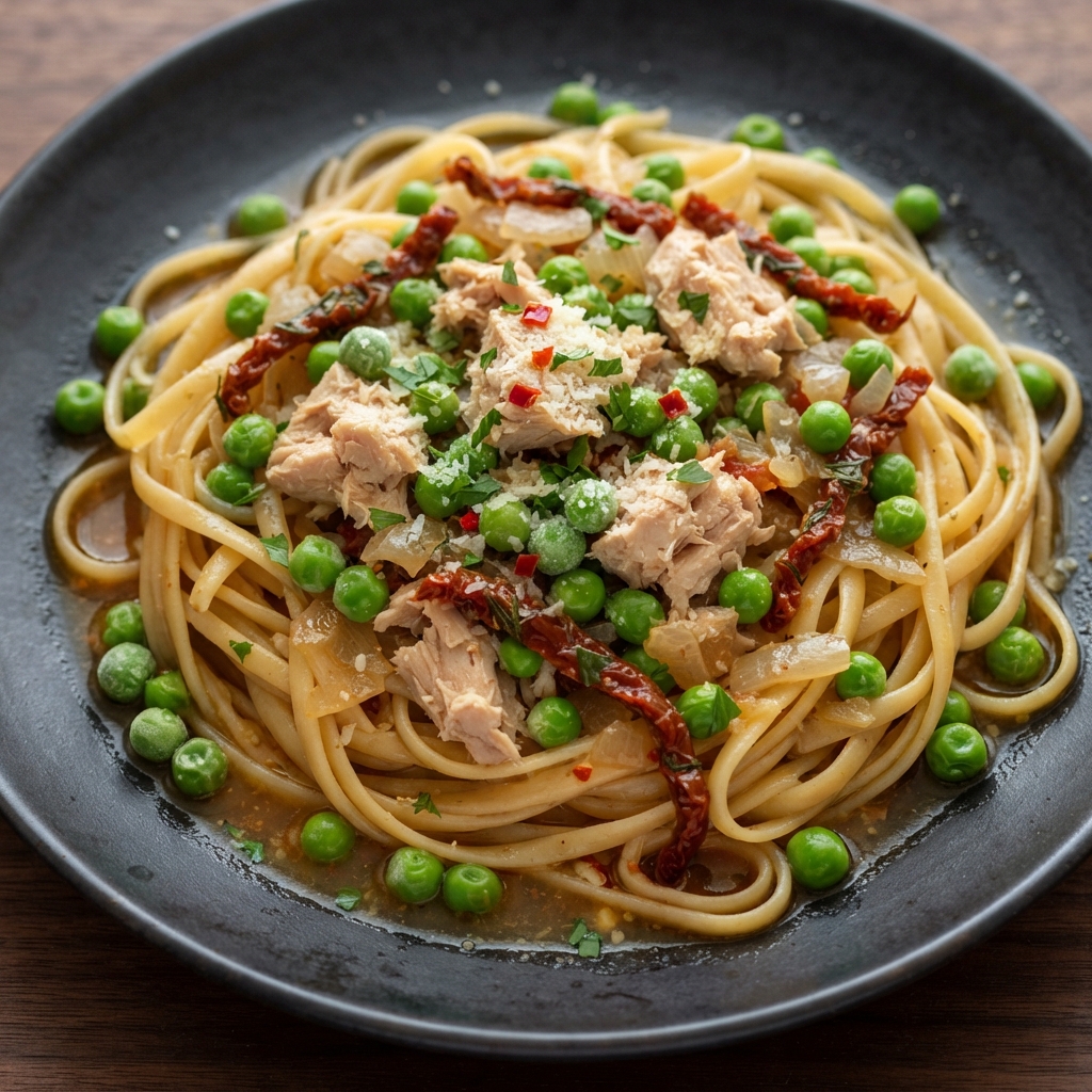 Jan’s Linguine with Peas, Tuna, and Sun‑Dried Tomatoes