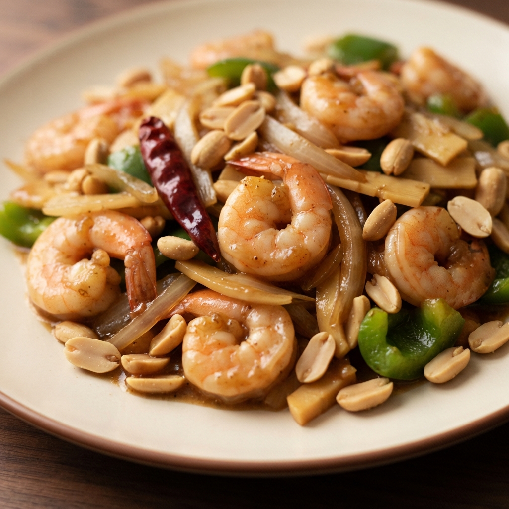 Kung Pao-Style Shrimp with Peanuts