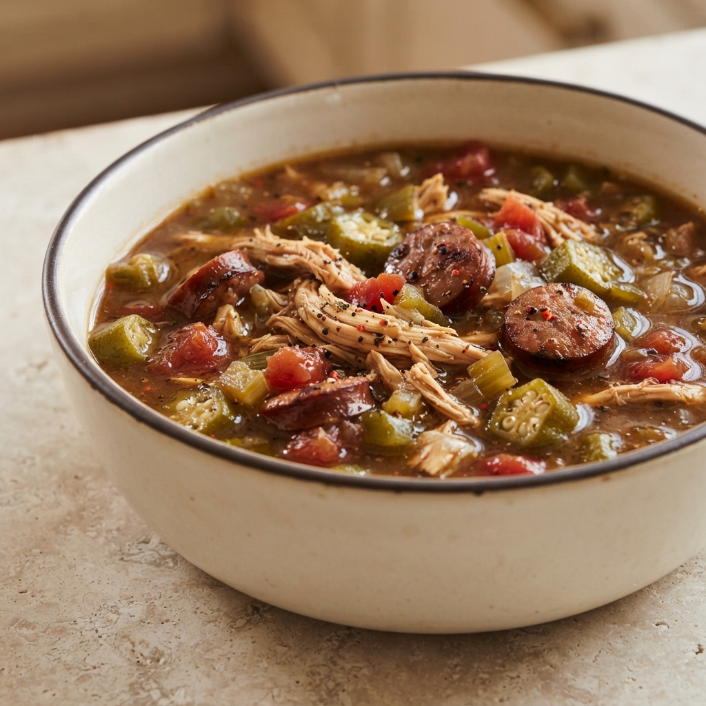 “Momma Made ’Em” Chicken & Sausage Gumbo