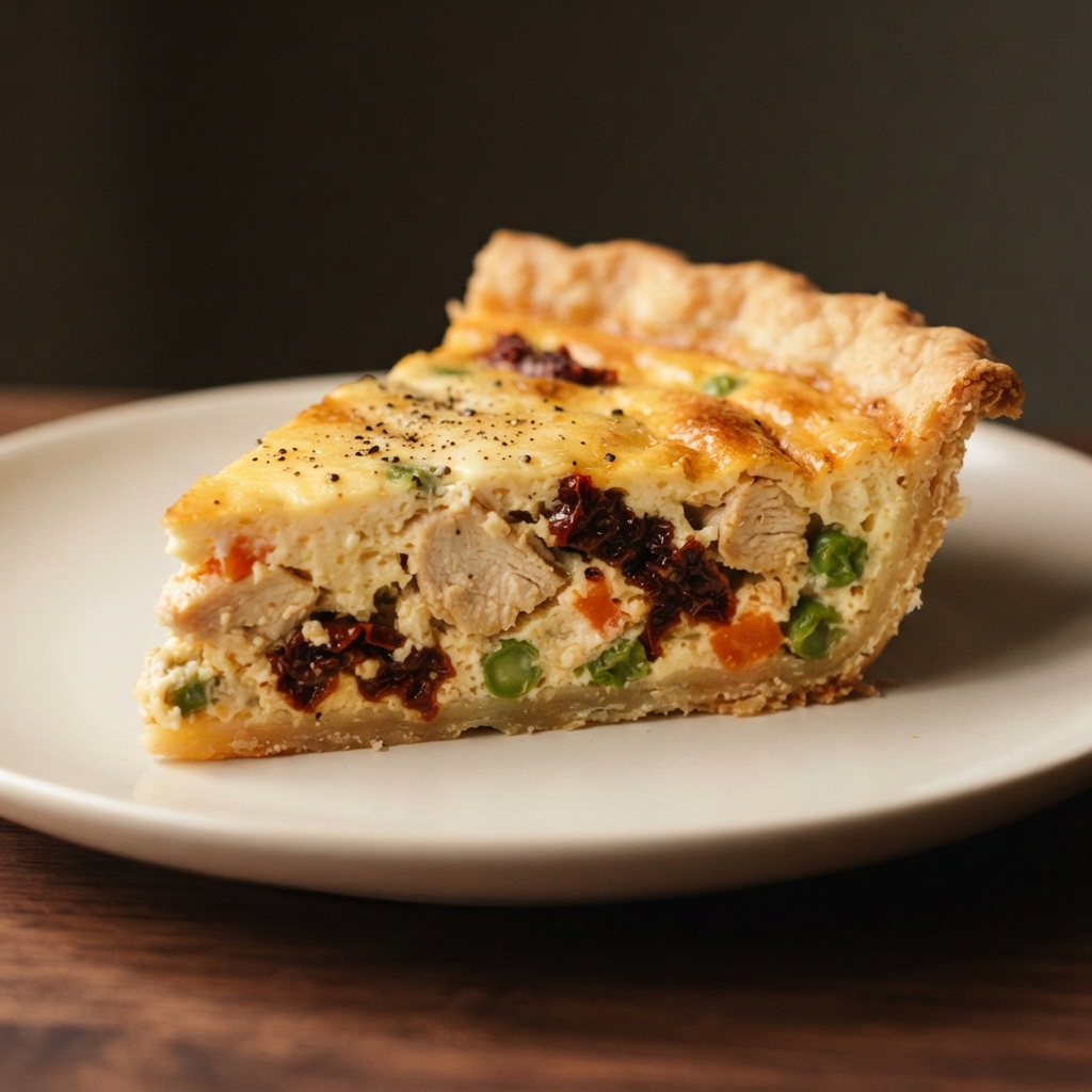 Sun-Dried Tomato, Chicken, and Veggie Quiche