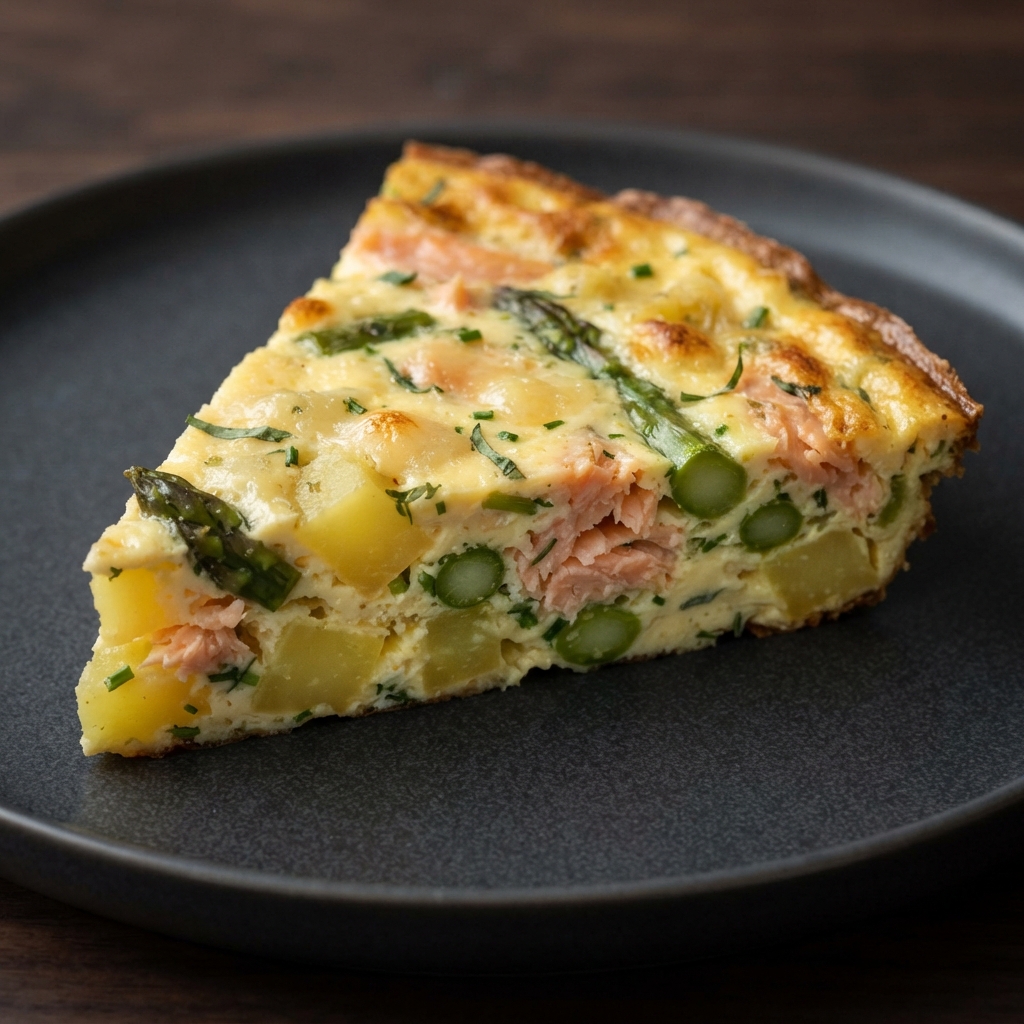 Asparagus and Smoked Salmon Frittata with Gruyere