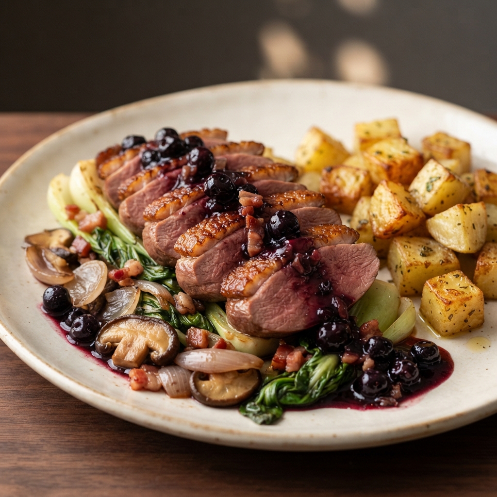 Seared Duck Breasts with Blueberry Pan Sauce