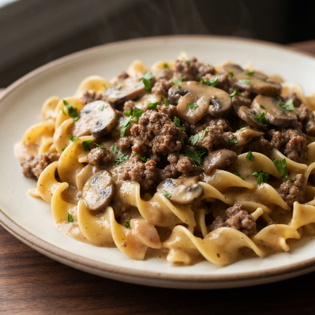 Weeknight Ground Beef Stroganoff