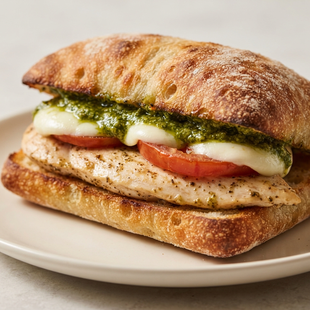 Chicken Caprese Pesto Ciabatta Sandwich