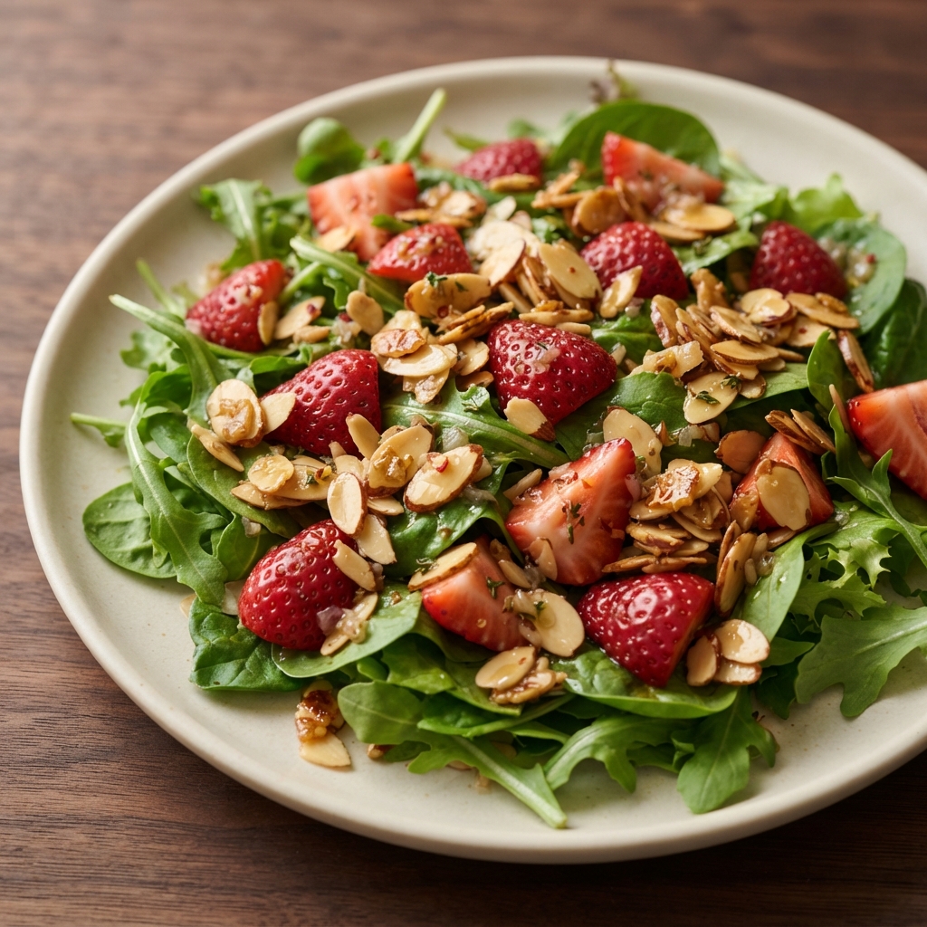 Strawberry Greens Salad with Honey-Shallot Dressing
