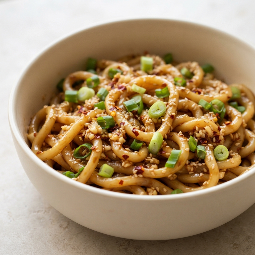 Garlic-Chili Udon with Soy and Hoisin