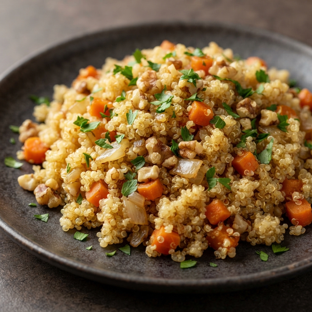 Hearty Quinoa Pilaf with Carrots and Walnuts