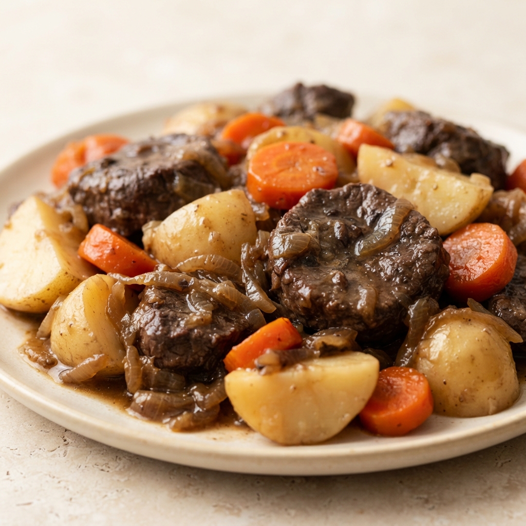 Crockpot Tender Round Steak with Potatoes and Carrots