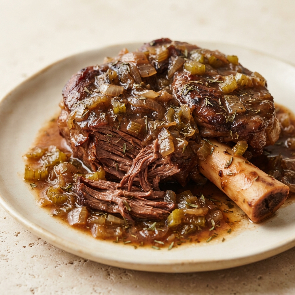 Marsala-Braised Beef Shank with Tarragon