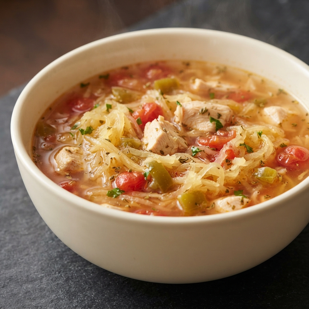 Crockpot Spaghetti Squash Chicken Soup