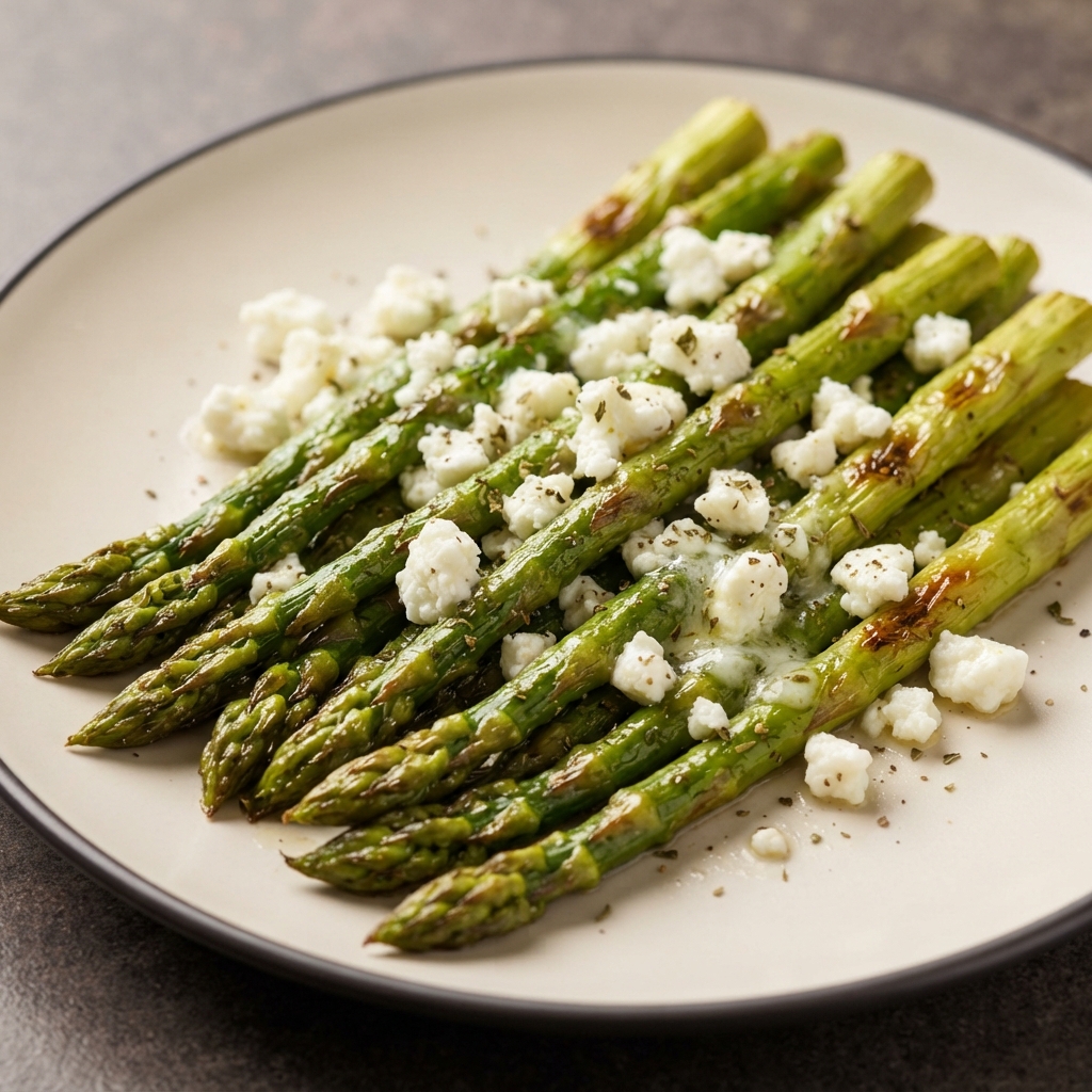 Charred Broiler Asparagus with Crumbled Goat Cheese
